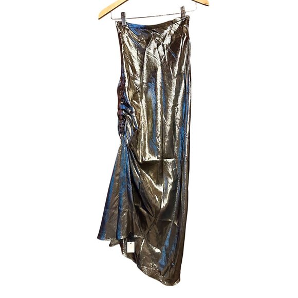 Ellery Laura Silver Lamé Ruche Slip Skirt 65% Silk US 0 Australian Coture $2195 - Picture 4 of 16